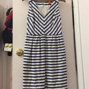 Blue and white striped dress